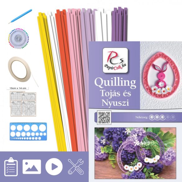 Ei und Hase - Quilling Muster (220 Stück Streifen, Beschreibung, Werkzeuge)