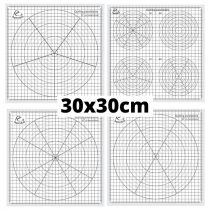   Quilling Schablonen Papier – 30, 60, 72 umd diverse Grad Aufteilung (4 Stück, 30 x 30 cm)